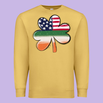 St Patricks Day Shamrock American Flag Premium Sweatshirt Designed By Maliassmallbusiness