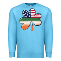 Ocean Blue st patricks day shamrock american flag Premium Sweatshirt - MaliasSmallBusiness