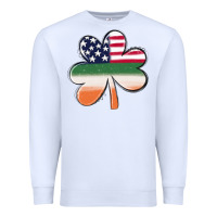 White st patricks day shamrock american flag Premium Sweatshirt - MaliasSmallBusiness