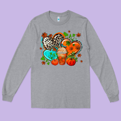 Western Leopard  Fall   Hearts Long Sleeve Tee Designed By Adodesignshop