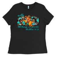 Black with god all things are possible. cross Ladies Tee - AdoDesignShop