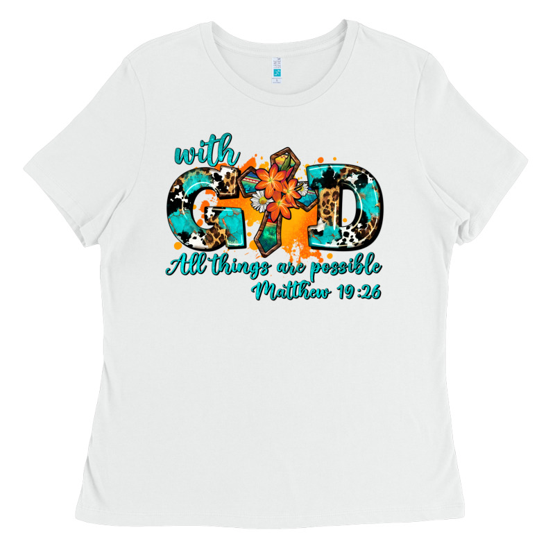 With God All Things Are Possible. Cross Ladies Tee by AdoDesignShop | Teevron