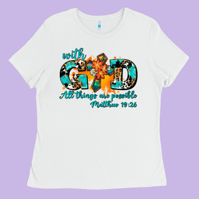 With God All Things Are Possible. Cross Ladies Tee Designed By Adodesignshop