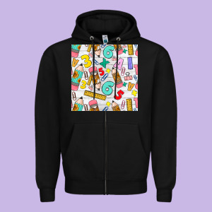 Back To School Seamless Pattern Zipper Hoodie Designed By Bundleandbundleshop