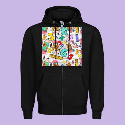 Back To School Seamless Pattern Zipper Hoodie Designed By Bundleandbundleshop
