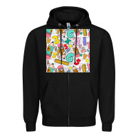 Black back to school seamless pattern Zipper Hoodie - BundleAndBundleShop