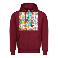 Burgundy back to school seamless pattern Zipper Hoodie - BundleAndBundleShop