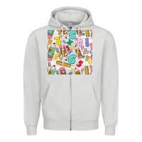 Dove Grey back to school seamless pattern Zipper Hoodie - BundleAndBundleShop