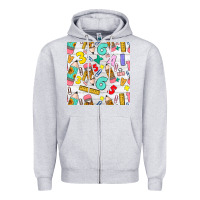 Heather Grey back to school seamless pattern Zipper Hoodie - BundleAndBundleShop