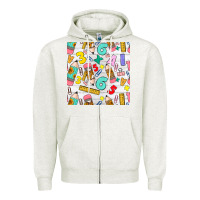 Oatmeal Heather back to school seamless pattern Zipper Hoodie - BundleAndBundleShop