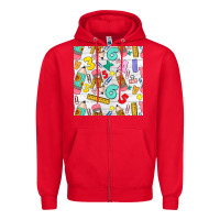 Red back to school seamless pattern Zipper Hoodie - BundleAndBundleShop