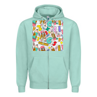 Seafoam back to school seamless pattern Zipper Hoodie - BundleAndBundleShop