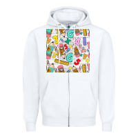 White back to school seamless pattern Zipper Hoodie - BundleAndBundleShop
