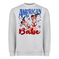 Heather Grey American babe 4th july Heavyweight Sweatshirt - texasbilliewilder