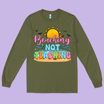 Beaching Not Teaching Black Back Long Sleeve Tee Designed By Jahusdesignshop