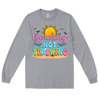 Heather Grey beaching not teaching black back Long Sleeve Tee - JahusDesignShop