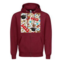 Burgundy graduation 2022 seamless pattern Zipper Hoodie - BundleAndBundleShop