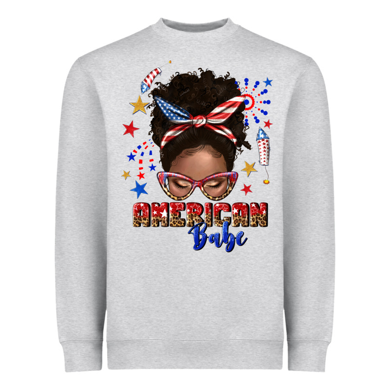 American Babe Afro Messy Bun Heavyweight Sweatshirt by texasbilliewilder | Teevron