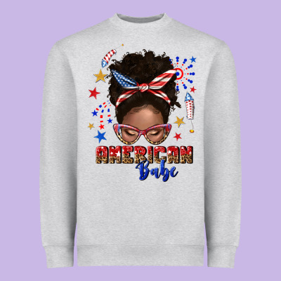Heavyweight Sweatshirt American babe afro messy bun
