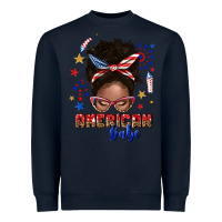 Navy American babe afro messy bun Heavyweight Sweatshirt - texasbilliewilder