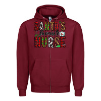 Burgundy santa's favorite nurse Zipper Hoodie - Jasminsmagicworld