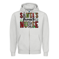 Dove Grey santa's favorite nurse Zipper Hoodie - Jasminsmagicworld