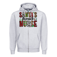 Heather Grey santa's favorite nurse Zipper Hoodie - Jasminsmagicworld
