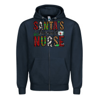 Navy santa's favorite nurse Zipper Hoodie - Jasminsmagicworld