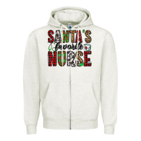 Oatmeal Heather santa's favorite nurse Zipper Hoodie - Jasminsmagicworld