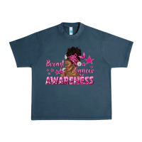 Midnight Navy Breast Cancer Awareness with Afro Woman Urban Heavy Tee - texasbilliewilder