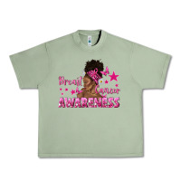 Oil Green Breast Cancer Awareness with Afro Woman Urban Heavy Tee - texasbilliewilder