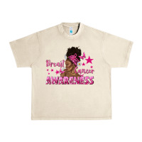 Sandshell Breast Cancer Awareness with Afro Woman Urban Heavy Tee - texasbilliewilder