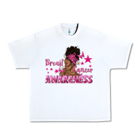 White Breast Cancer Awareness with Afro Woman Urban Heavy Tee - texasbilliewilder
