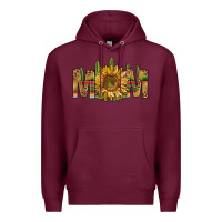 Burgundy Western Mom With Sunflower Premium Hoodie - BundleAndBundleShop