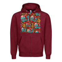 Burgundy back to school with apple seamless pattern Zipper Hoodie - BundleAndBundleShop