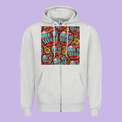 Back To School With Apple Seamless Pattern Zipper Hoodie Designed By Bundleandbundleshop