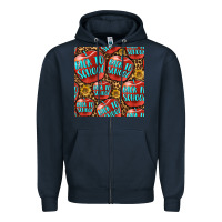 Navy back to school with apple seamless pattern Zipper Hoodie - BundleAndBundleShop