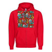 Red back to school with apple seamless pattern Zipper Hoodie - BundleAndBundleShop