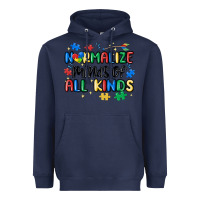 Navy normalize minds of all kinds Heavyweight Hoodie - MaliasSmallBusiness