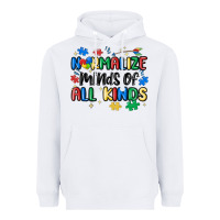 White normalize minds of all kinds Heavyweight Hoodie - MaliasSmallBusiness