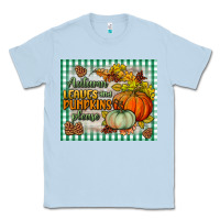 Dusty Blue autumn leaves and pumpkins please mouse pad Classic Tee - BundleAndBundleShop