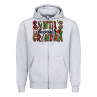 Heather Grey santa's favorite grandma Zipper Hoodie - Jasminsmagicworld
