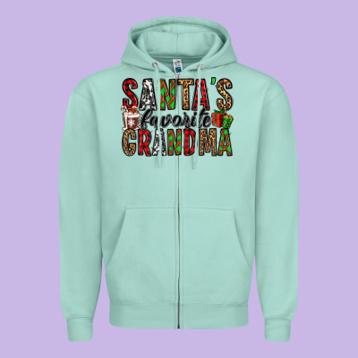 Santa's Favorite Grandma Zipper Hoodie Designed By Jasminsmagicworld