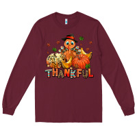 Burgundy thankful pumpkins and turkey Long Sleeve Tee - AdoDesignShop