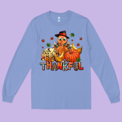 Thankful Pumpkins And Turkey Long Sleeve Tee Designed By Adodesignshop