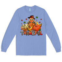 Colony Blue thankful pumpkins and turkey Long Sleeve Tee - AdoDesignShop