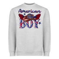 Heather Grey American boy with cowboy Heavyweight Sweatshirt - texasbilliewilder