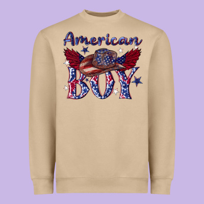 Heavyweight Sweatshirt American boy with cowboy