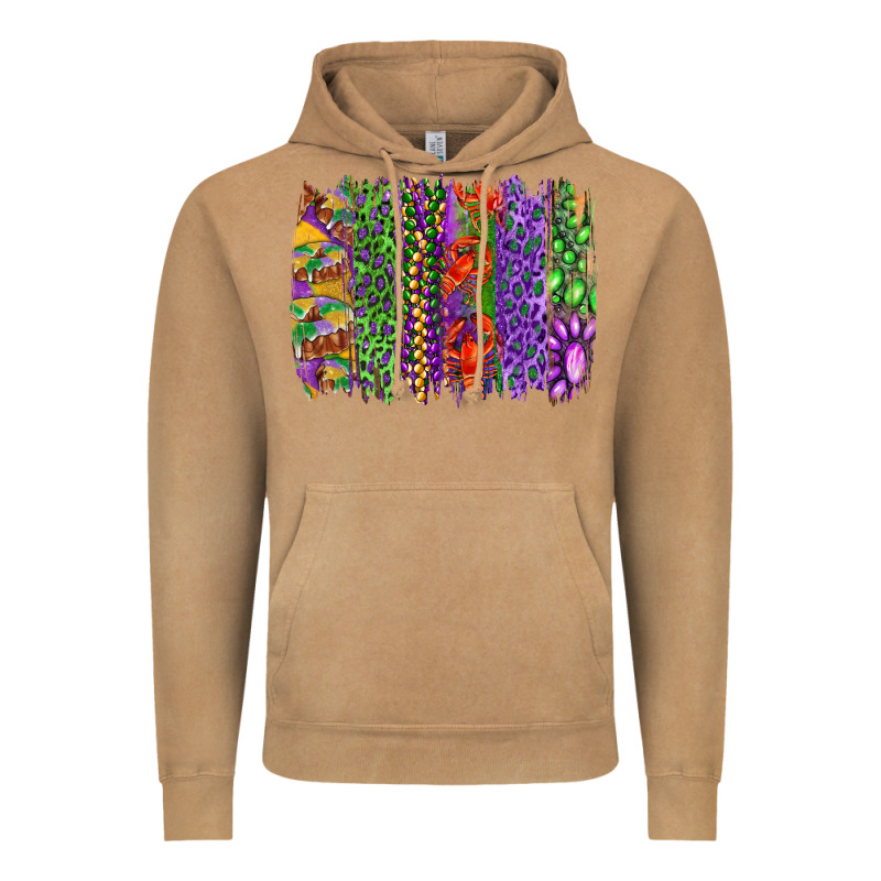 Mardi Gras Brush Strokes King Cake And Craw Fish Vintage Hoodie by RanaPortraitStore | Teevron
