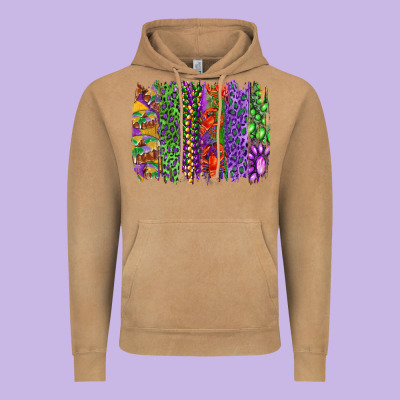 Vintage Hoodie Mardi gras brush strokes king cake and craw fish